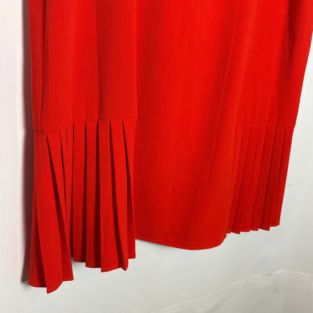 Emma & Michele Red S/S Shift Dress Pleated Hem Size 14 Career Office Modern - Picture 2 of 9